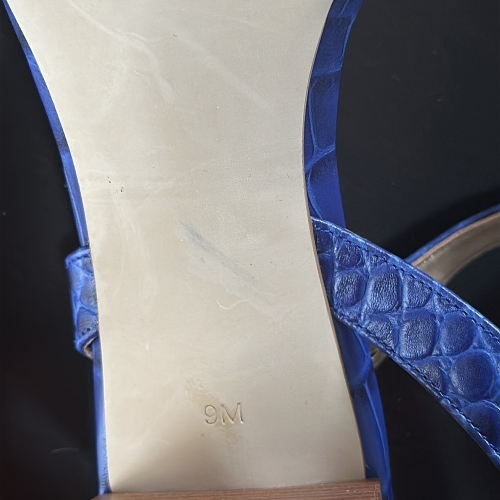 TALBOTS SERA KNOT CROC-EMBOSSED
SANDALS Royal Blue SZ 9 Old Money Timeless Chic - Picture 11 of 11